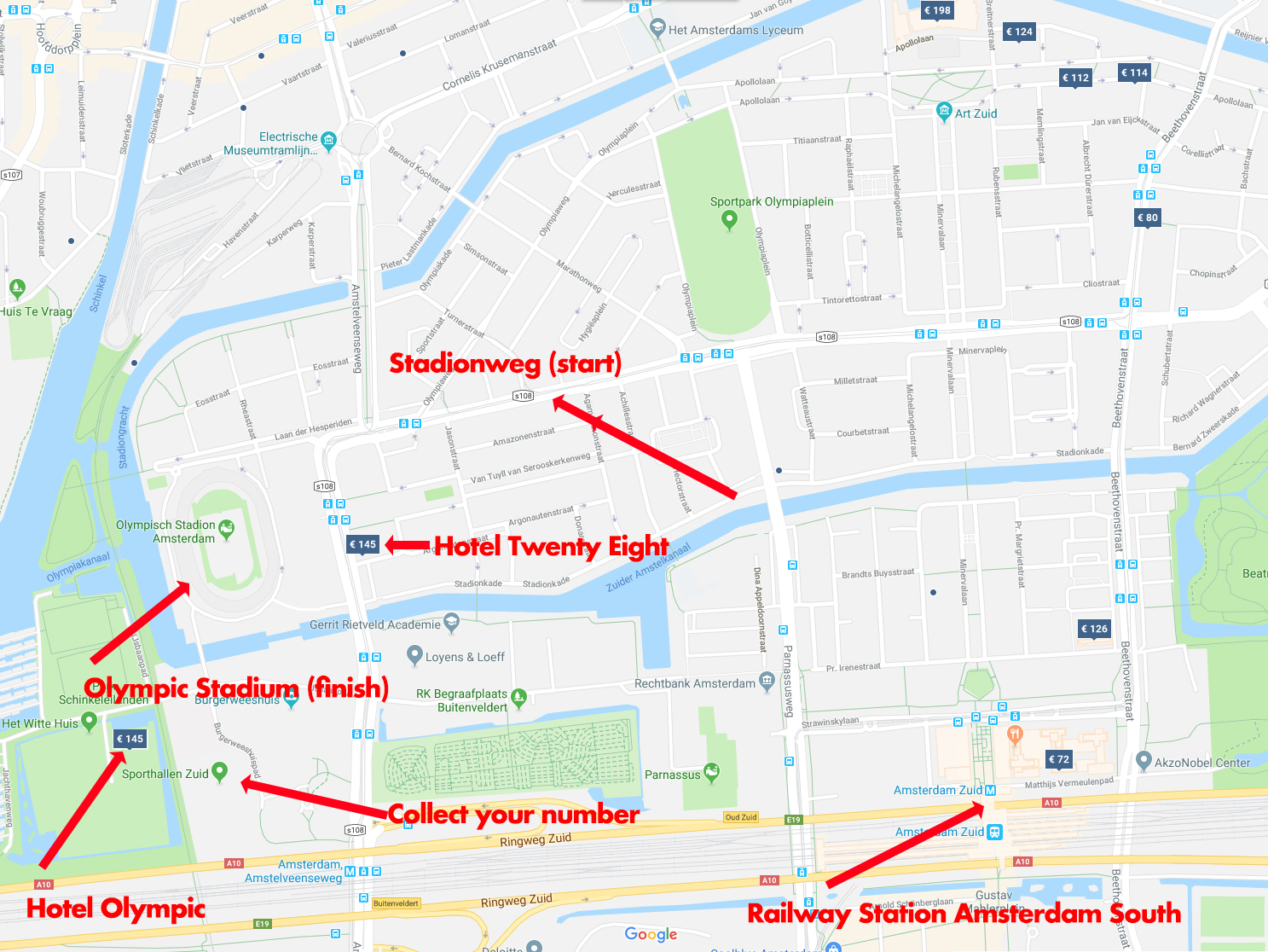 Hotels near Amsterdam Marathon start finish olympic stadium7
